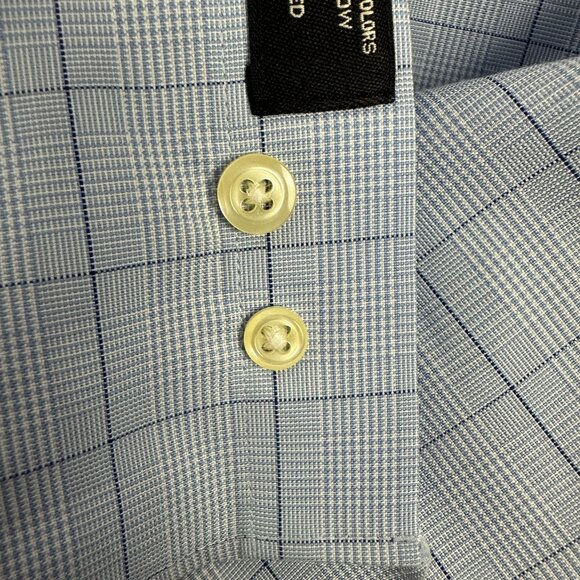 Jos A Bank Travelers Collection Mens Checkered Long Sleeve Shirt Size 16 Blue - Picture 6 of 6